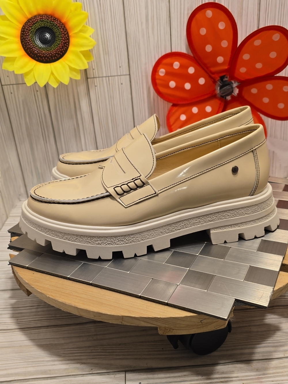 Confetti Cream Patent Leather Chunky Penny Loafer - Women - Picture 5 of 11